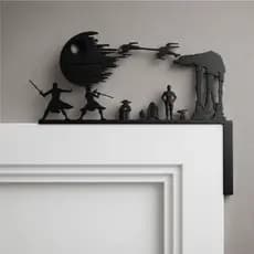 Decoração Star Wars para Canto de Porta Waves 3D - Enfeite Criativo Geek Silhueta - Presente Nerd Quarto Gamer Escritóri