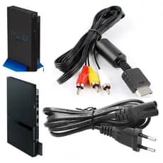 Kit de Cabos Para Console Ps2 cabo AV RCA + Cabo de Força Playstation 2