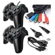 Kit de Acessórios Para Console Ps2 2 Controles + Cabo V. Componente + Cabo de Força Playstation 2