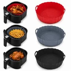 KIT 3 Forma De Silicone Redonda Para Air Fryer Forno Microondas Fritadeira Assadeira  Reutilizável Antiaderente Flexível