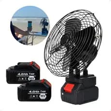 Ventilador Recarregável Portátil 2 Baterias De Lítio 20cm Preto
