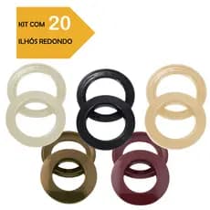 CONJUNTO 20 UNIDADES/PARES DE ILHÓS REDONDO PARA CORTINA 28MM COLORIDO