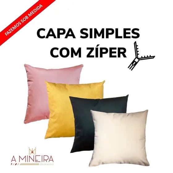 CAPA PARA ALMOFADA SIMPLES 35X35 COM ZÍPER INVISÍVEL EM SUEDE