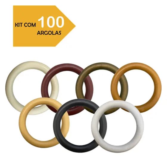 KIT 100 UNIDADES ARGOLAS 19MM PARA CORTINA  VARÃO CORES