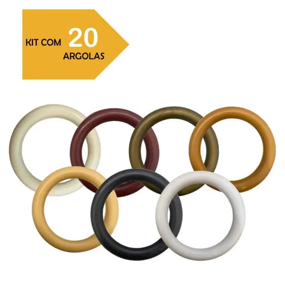 KIT 20 UNIDADES ARGOLAS 19MM PARA CORTINA  VARÃO CORES