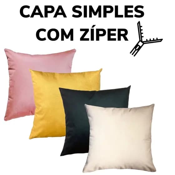 CAPA PARA ALMOFADA SIMPLES 50X50 COM ZÍPER INVISIVEL EM SUEDE