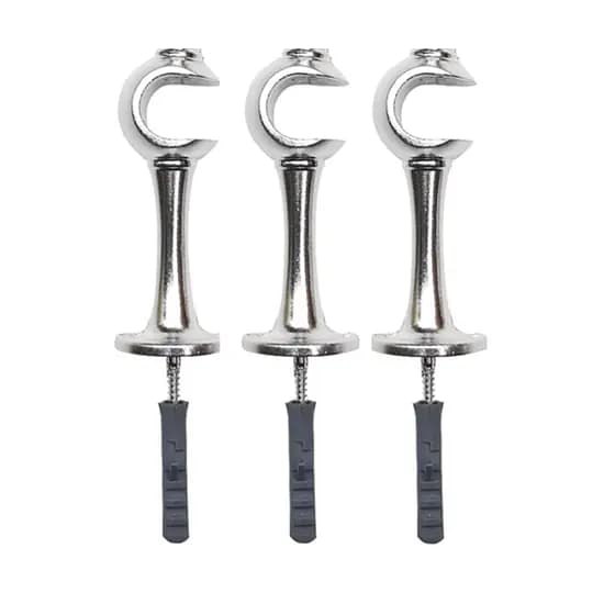 3 Unidades de Suporte Varão Cortina Simples 28mm Cromado