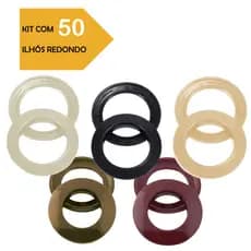 CONJUNTO 50 UNIDADES / PARES DE ILHÓS 28MM  REDONDO PARA CORTINA COLORIDO