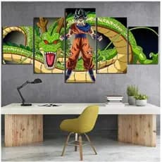 Quadros Decorativos mosaicos 5 peças  Dragon ball z goku e shenlong para sua casa, quarto ou sala Visu = 94