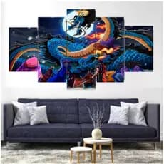 Quadros Decorativos mosaicos 5 peças  Arco de Wano anime one piece Samurais contra Kaidou para sua casa, quarto ou sala Visu = 105