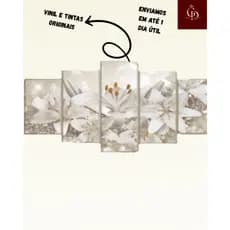 Quadros decorativos Mosaicos  Kit  5 peças Mural lírio dourado lindo flores- Disponível   Visu = 119