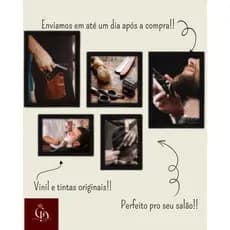 Quadros decorativos 5 peças - Barbearia Barbeiro Barber Barbearia tesoura Visu = 28 perfeito pro seu
