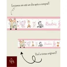 Kit 2 Faixas Decorativas Safari Menina Personalizado com o nome do bebê lindo pra sua casa
