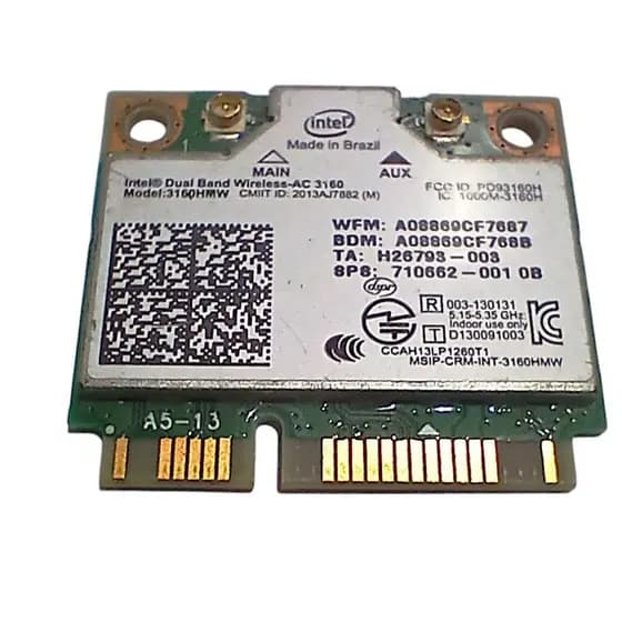 PLACA WIFI / BLUETOOTH 433MBPS MINI PCIE 802.11AC INTEL DUAL BAND 3160HMW PARA NOTEBOOK