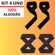 Kit 4 Straps Profissional 100% Algodão Premium Crossfit e Academia