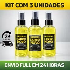 𝗞𝗜𝗧 𝗖𝗢𝗠 𝟯 CHEIRINHO CARRO NOVO PREMIUM New Car: Elimina Fungos e Bactérias, Aroma Duradouro
