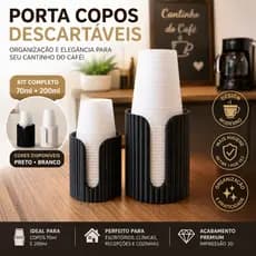 Porta Copos Descartáveis Organizador Cantinho do Café Dispenser de Copos 70ml e 200ml