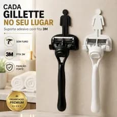 Suporte Para Gillette Com Fita 3M Sem Furo Porta Barbeador Parede Organizador Banheiro