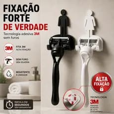Suporte Adesivo 3M Para Gillette Sem Furo Fixação Forte Organizador De Parede
