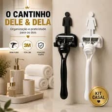 Kit Dele E Dela Suporte Gillette Casal Sem Furo Organizador Banheiro Com Fita 3M
