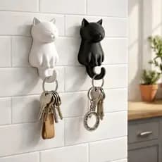 🐾 Gancho Porta Chaves Gato com Fita 3M | Organizador de Parede sem Furos para Casa | Kit 2, 3 ou 4