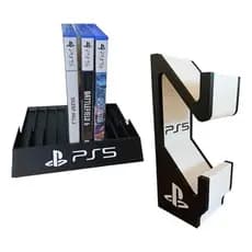 Kit Ps5 Suporte Para 2 Controle + Slots Para 10 Jogos Gamer