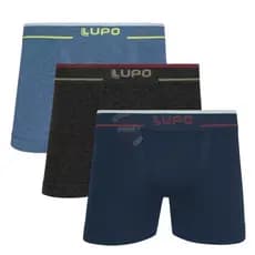 Kit 3 Cuecas Boxer Box Lupo Adulto Original Premium Sem Costura Texturizada