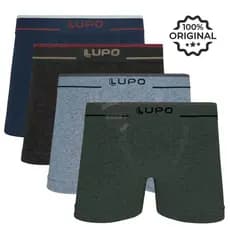Kit 4 Cuecas Boxer Box Lupo Adulto Sem Costura Texturizada Original