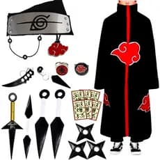 Mega Kit Naruto C/ Manto Akatsuki + 20 Itens Itachi