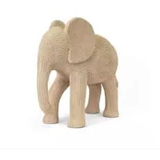 Escultura Elefante Em Poliresina Bege Detalhado 35x33x14cm