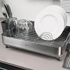 Escorredor de louças inox Plurale com suporte 41x30 cm