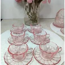 Jogo de taças de vidro para sobremesa Peach rosa 410 ml 06 peças