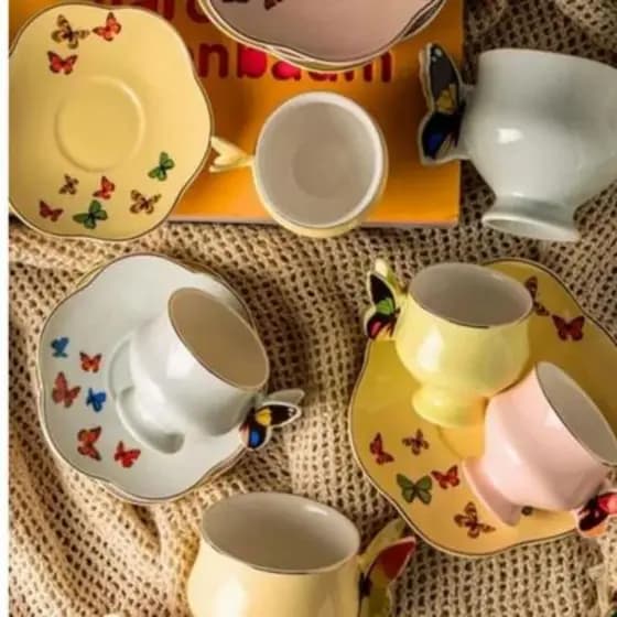 Jogo de Xícaras Papillon 8 Peças em Porcelana Fullfit