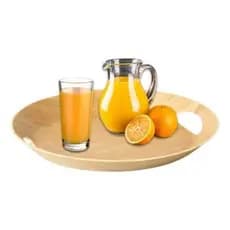 Bandeja de bambu oval com alça 38x34x04 cm