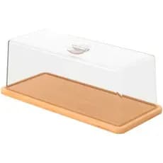 Porta pao em bambu com tampa em acrílico Brisa bege 37x15 cm