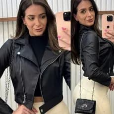 Jaqueta De Couro Feminina Com Ziper Inverno Elegante Envio Imediato