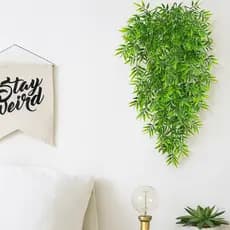 Kit 2 Pendentes Folha De Bambu Planta Artificial Decoração