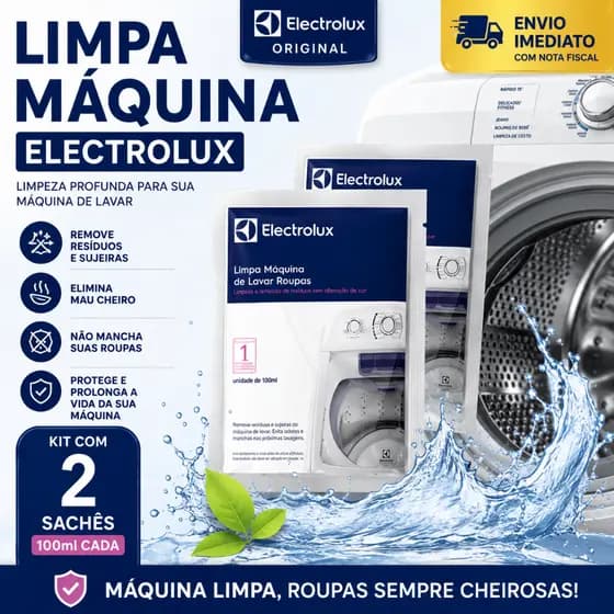 Kit 2 Sache de 100ml Limpa Maquina de Lavar Roupas Electrolux Original