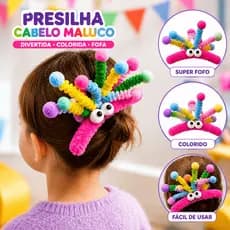 Presilha Cabelo Maluco Infantil Presilha Divertida Fantasia Escola Cores Sortidas