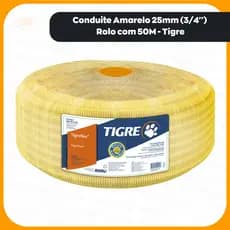 Conduite Amarelo 25mm 3/4'' Rolo 50M Tigre | Eletroduto Corrugado Flexível Proteção Fios Elétricos
