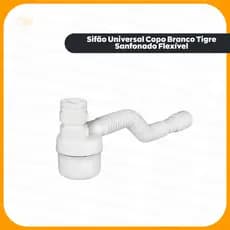 Sifão Universal Copo Branco Tigre Sanfonado Flexível Para Pias e Tanques