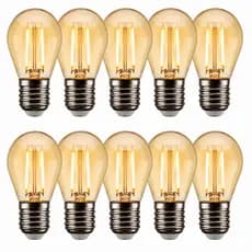 Kit 10 Lâmpada Filamento Led G45 Bolinha 2W Vintage Retro Carbono Ambar Amarela Quente