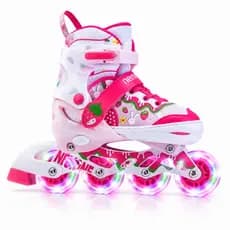 Patins Inline Infantil Sports com LEDs Integrados Moranguinho – Tamanhos Ajustáveis