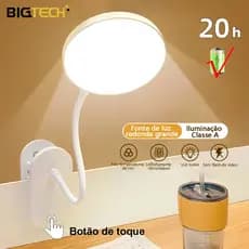 Luminária De Mesa Recarregável Portátil Leitura LED Lâmpada Cabeceira Removível Emergência Sem Fio