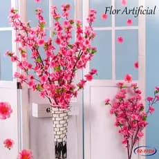 Kit Com 10 Hastes Galhos de Flor Pessegueiro Grande Artificial Flors De Cerejeira Decoração