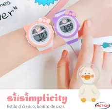 Relógio Infantil Digital À Prova D'água Para Menino E Menina De Pulso Eletrônico Original Rosa e Roxo