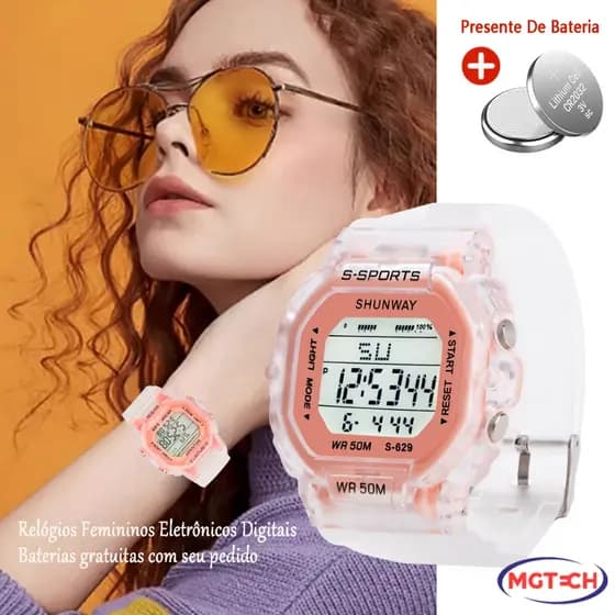Relógios Femininos A Prova D'água De Silicone Infantil Feminina Lindos Digital Esportivo Cronômetro