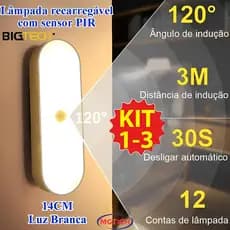 Luminárias Lâmpada Com Sensor De Presença E Movimento Luz Noturna Branca Inteligente Sem Fio Recarregável Para Quarto