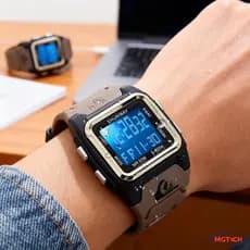 Relógio Esportivo Eletrônico Luminoso Masculino À Prova D'água Multifuncional Rectangle