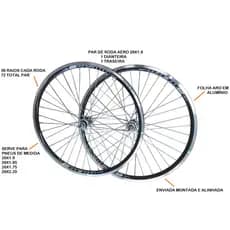 Par Roda Aero 26X1.95 Raio Grosso Cubos Rolamentados  De Alumínio Bicicleta MTB